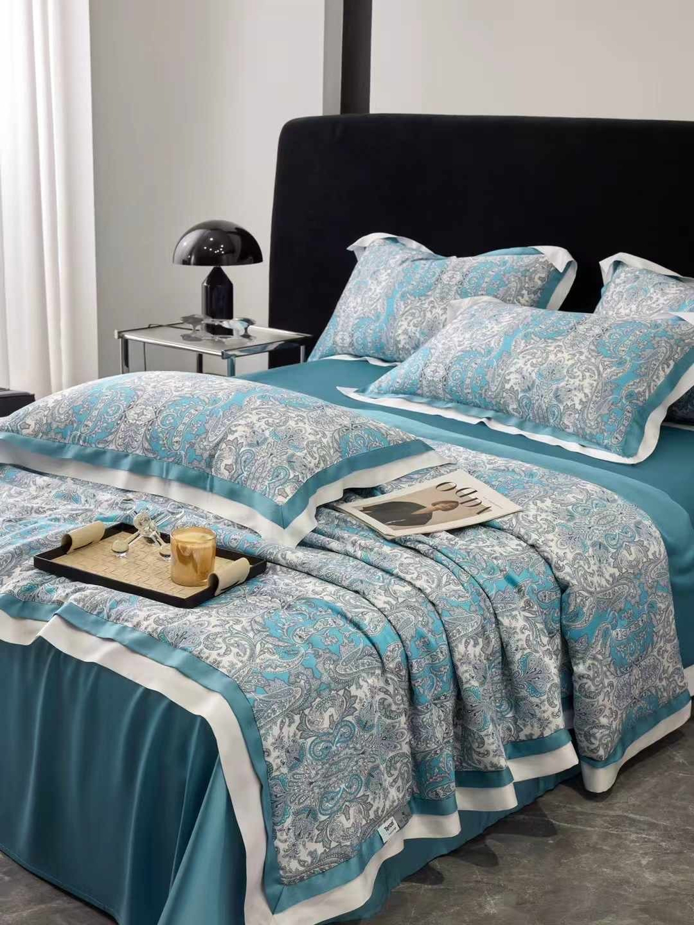 Постельное белье с одеялом из тенселя Paisley | Blue