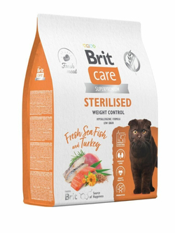 BRIT CARE,Сухой корм с морск.рыбой и инд. д/стер.кош "Cat Sterilised Weight Control", 0.4кг, 5066223
