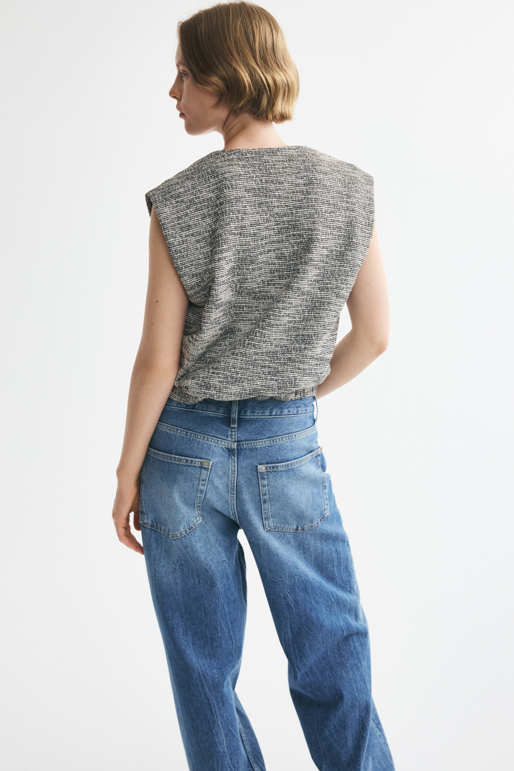 Жилет оверсайз из трикотажа букле - H&M