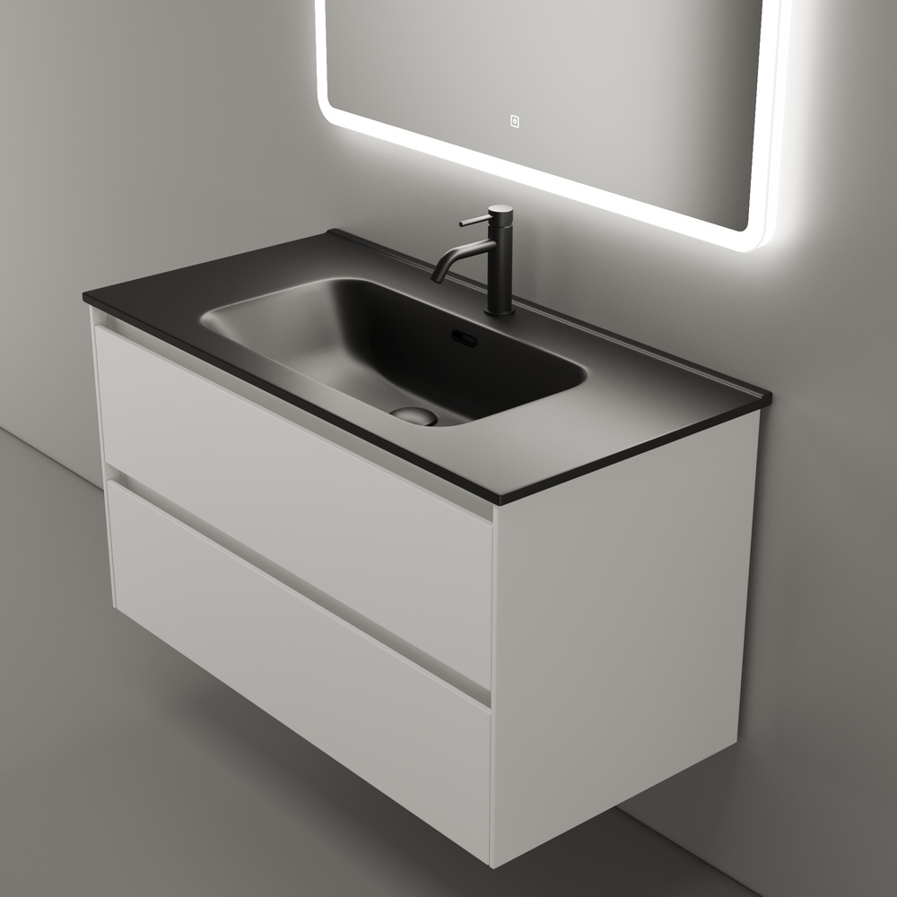 Тумба подвесная под раковину Sancos Cento, белый глянец 890х450х500, арт. CN90W