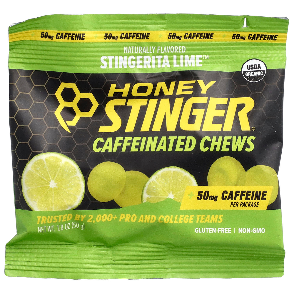 Honey Stinger, жевательные таблетки с кофеином, Stingerita Lime™, 12 пакетиков по 50 г (1,8 унции)