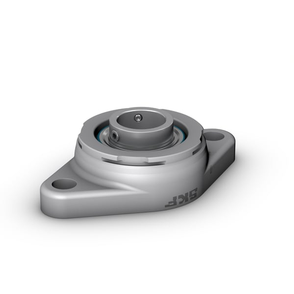 SKF F2BSS 20M-TPSS — нержавеющий пищевой шарикоподшипниковый узел с овальным фланцем для вала 20 мм