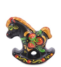 ГЛ- 958 Фигурка «Лошадка-Качалка» мал. хохлома (Гжельский фарфор)