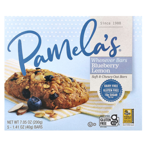 Pamela's Products, батончики с голубикой и лимоном, 5 батончиков по 40 г (1,41 унции)