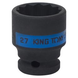 KING TONY (453027M) Головка торцевая ударная двенадцатигранная 1/2", 27 мм