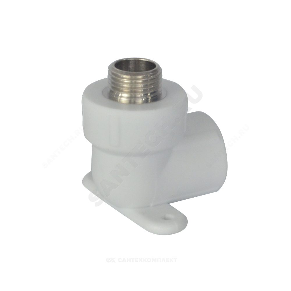 Угольник PP-R комбинированный белый Дн 25х1/2" НР с креплением PRO VALFEX 10121025-PRO