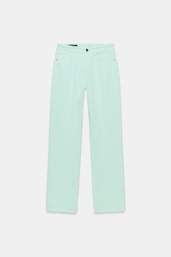 ZARA ДЖИНСЫ Z1975 REGULAR FIT LONG LENGTH С ВЫСОКОЙ ПОСАДКОЙ, СВЕТЛЫЙ МЯТНЫЙ