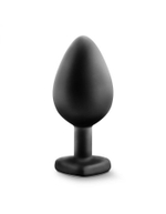Черная анальная втулка с прозрачным кристаллом Bling Plug Medium - 8,2 см. (Цвет: черный)