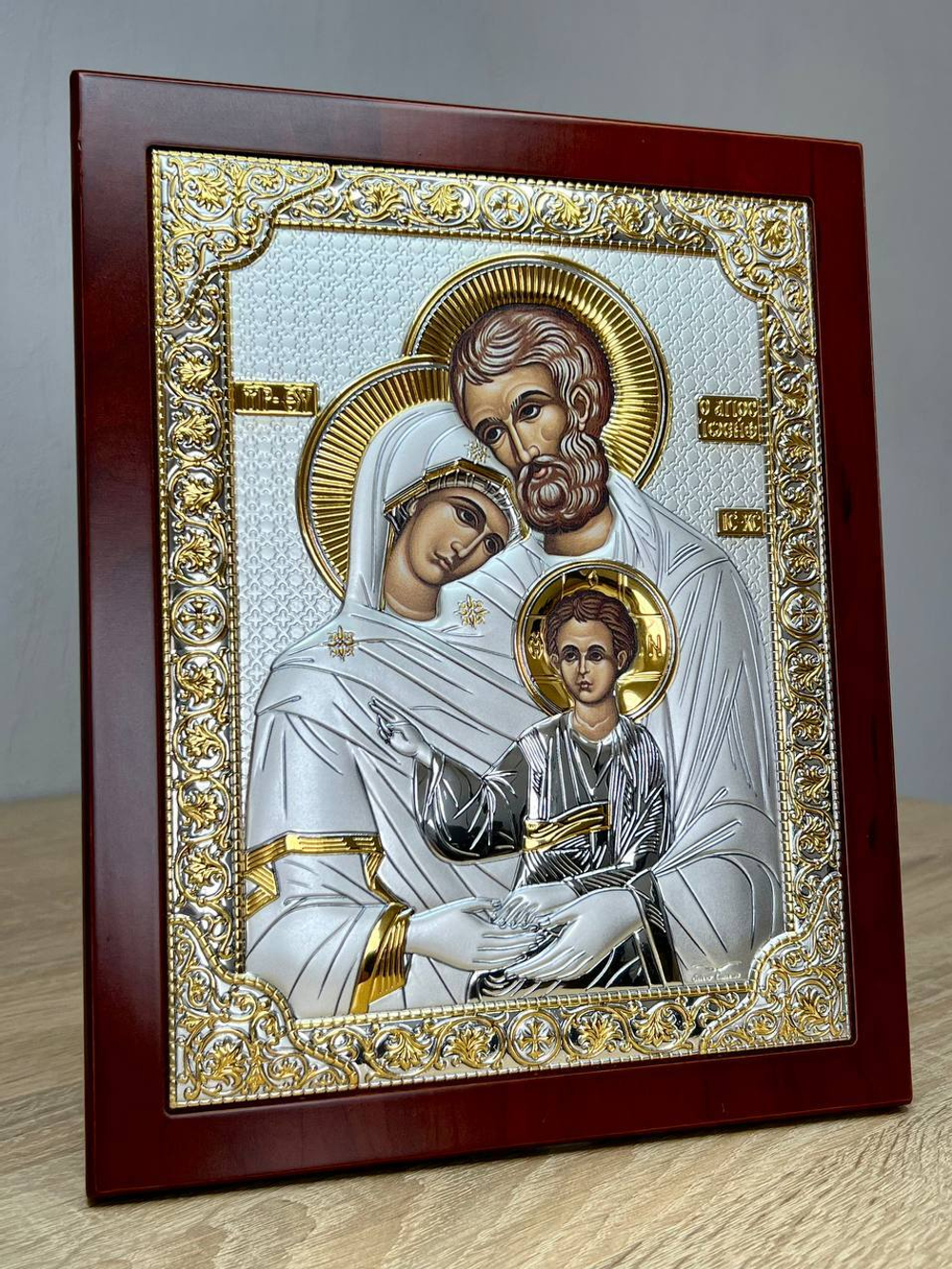 Св. Семейство, икона прямоугольная с рамкой, красное дерево 210х260