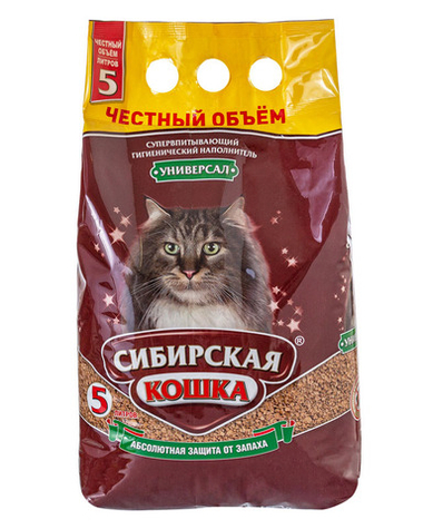 Наполнитель Сибирская Кошка Универсал впитывающий для кошек 5 л