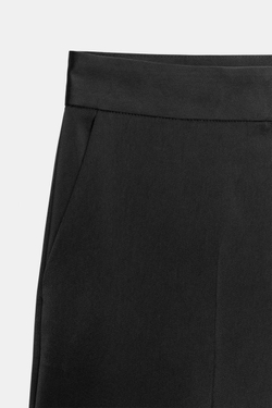 ZARA АТЛАСНЫЕ БРЮКИ ПРЯМОГО КРОЯ, ЧЕРНЫЙ