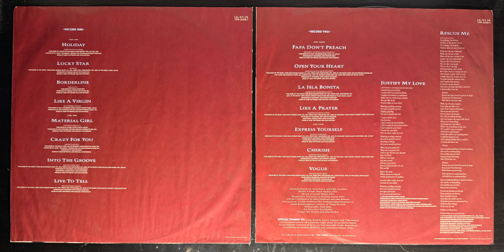 Madonna - The Immaculate Collection 2LP (Германия 1990г.)