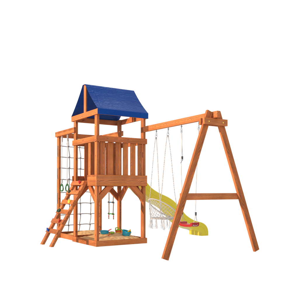 Детская площадка Fun Land с сеткой стенкой и плетенным креслом