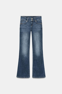ZARA ДЖИНСЫ Z1975 BOOTCUT С НИЗКОЙ ПОСАДКОЙ И ШИРОКИМ ПОЯСОМ, СИНИЙ