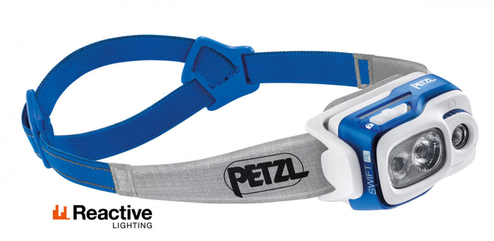 Фонарь светодиодный налобный Petzl Swift RL синий, 900 лм, аккумулятор