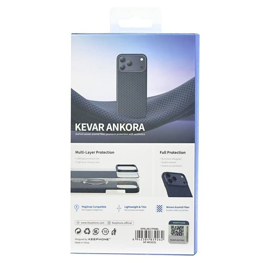Накладка для i-Phone 17 Pro Max Keephone Kevlar Ankora MagSnap синий