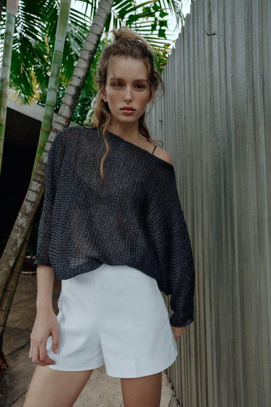 ZARA ШОРТЫ С ВЫСОКОЙ ПОСАДКОЙ, БЕЛЫЙ