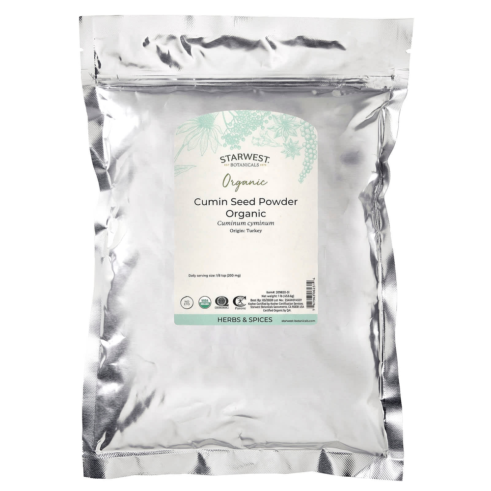Starwest Botanicals, Порошок из семян органического тмина, 453,6 г (1 фунт)