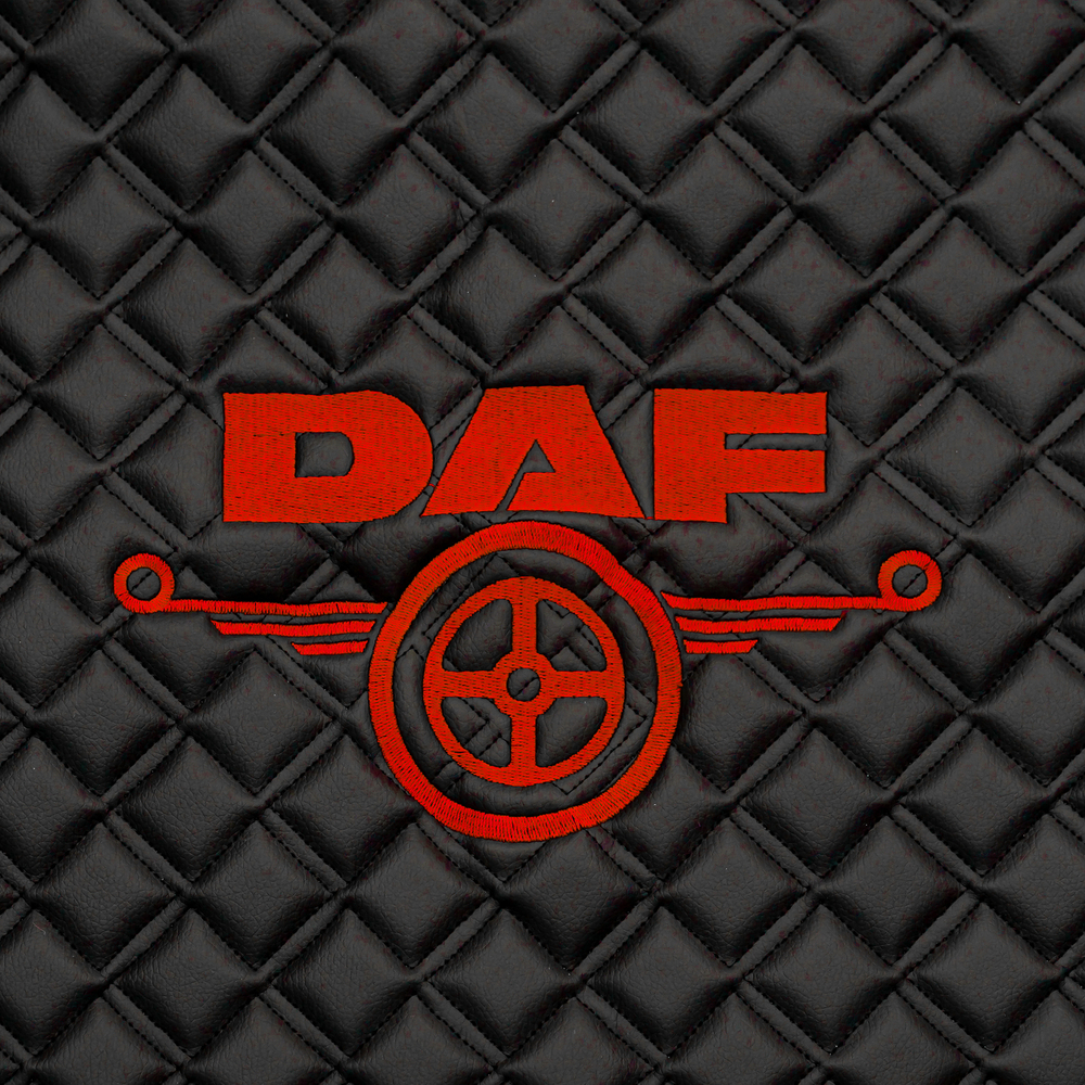 Ковры Daf XF-105 с 2006 года (механика) (экокожа, черный, красный кант, красная вышивка)