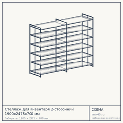 Стеллаж для инвентаря 2-сторонний 1900х2475х700 мм — от 53 000 ₽