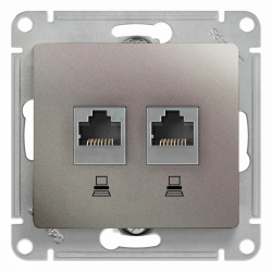 GLOSSA РОЗЕТКА двойная компьютерная RJ45+RJ45 кат. 5e, механизм, ПЛАТИНА