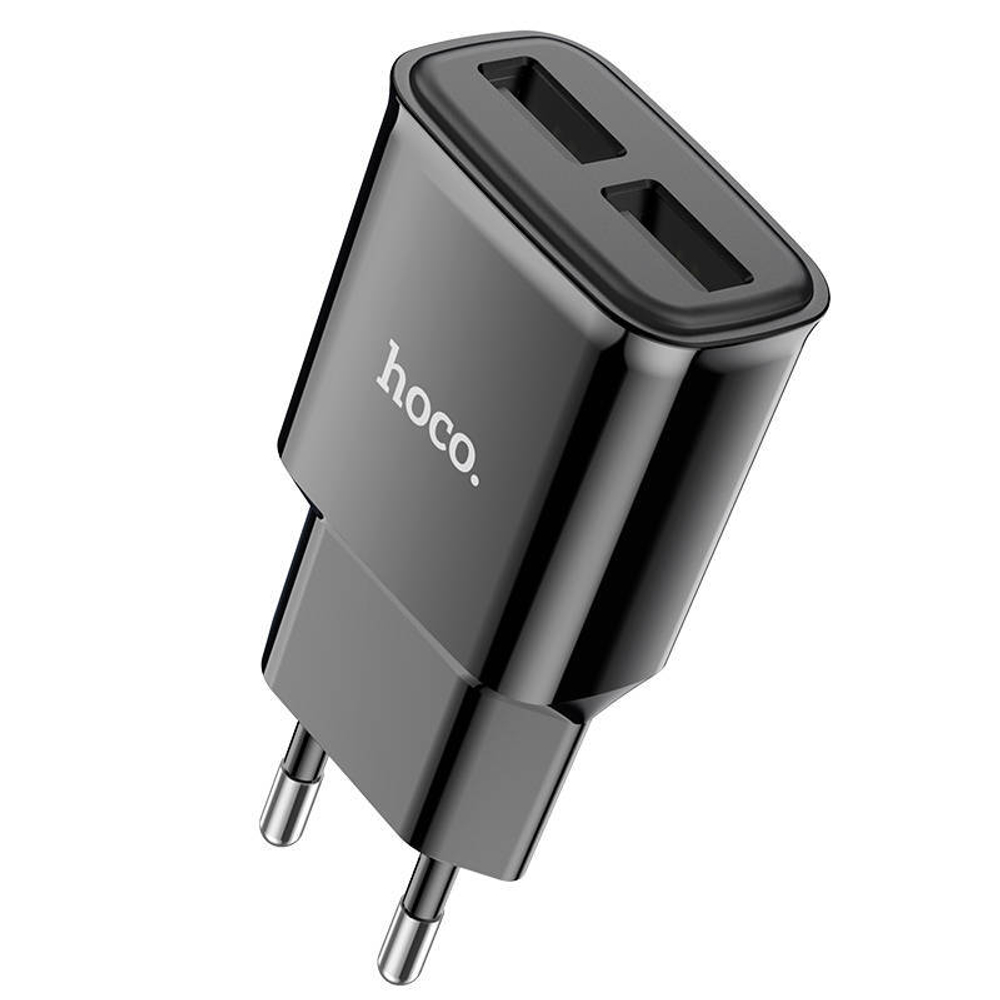 Сетевая зарядка 2-USB 2.4А Hoco Чёрный