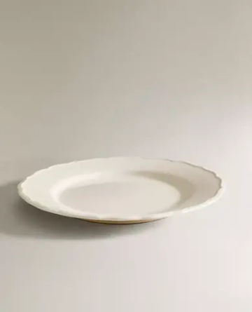 ZARA HOME ТАРЕЛКА ИЗ ФАЯНСА С ФИГУРНОЙ КРОМКОЙ, ЭКРЮ