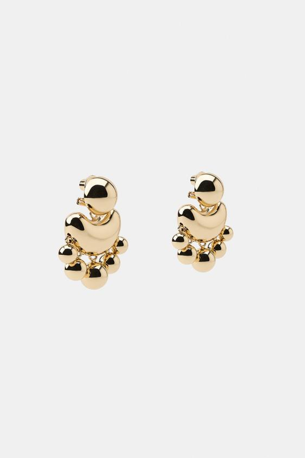 ZARA МЕТАЛЛИЧЕСКИЕ СЕРЬГИ С РЕЛЬЕФНЫМИ ЭЛЕМЕНТАМИ, ЗОЛОТИСТЫЙ