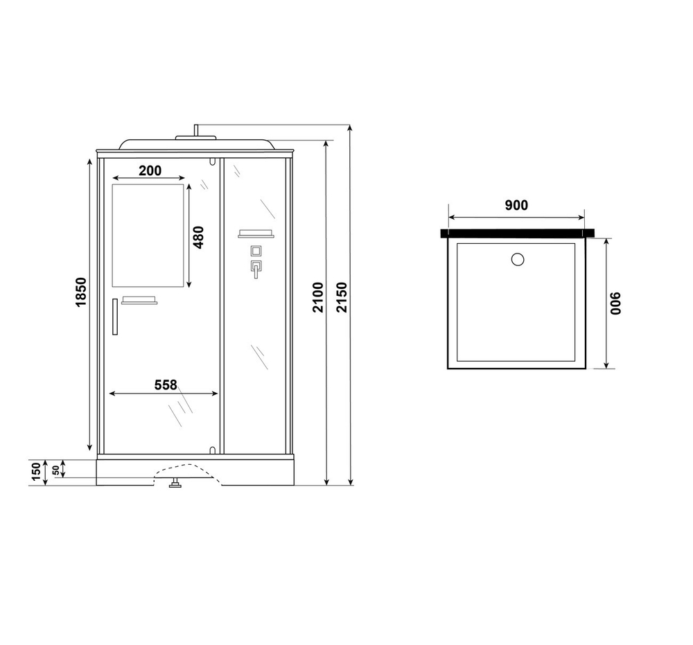 Душевая кабина Niagara Standart ST90/15Q (90х90х215) квадрат,поддон 15см,распашная,проф.белый,3 места