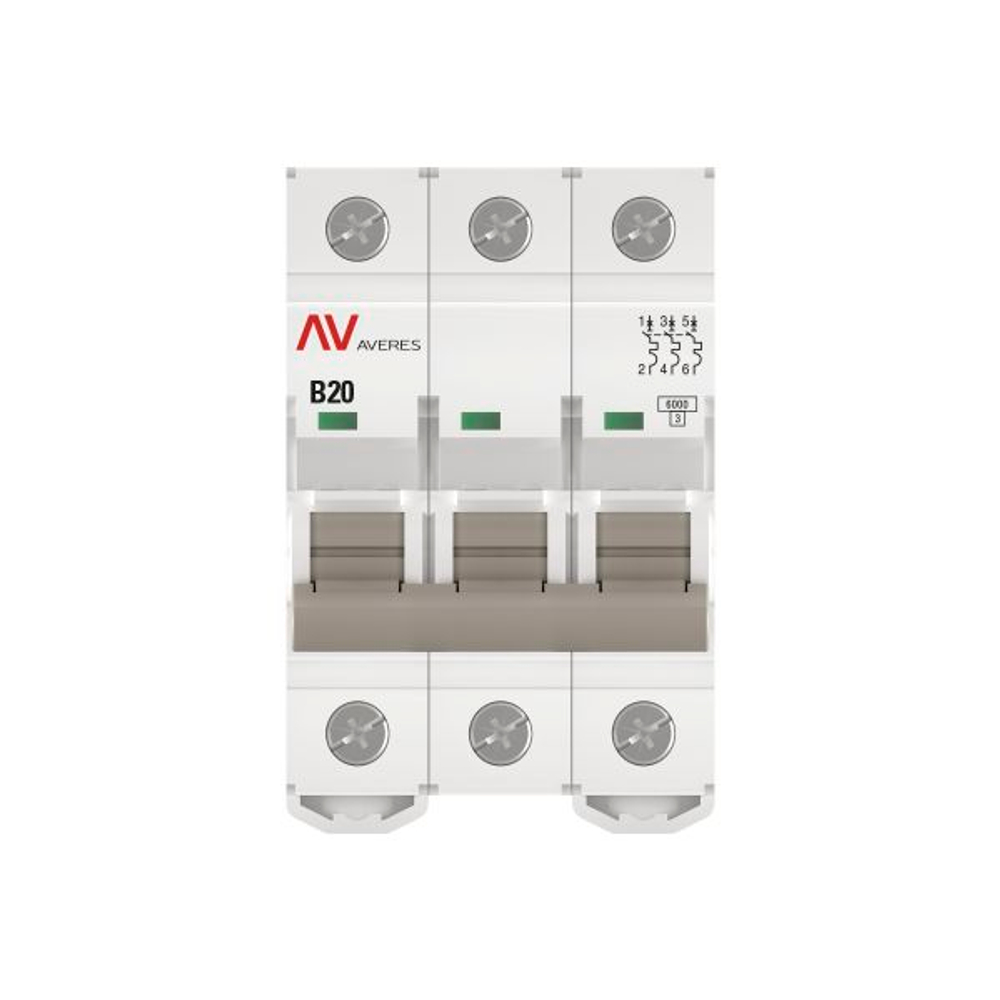 Выключатель автоматический AV-6 3P 20A (B) 6kA EKF AVERES