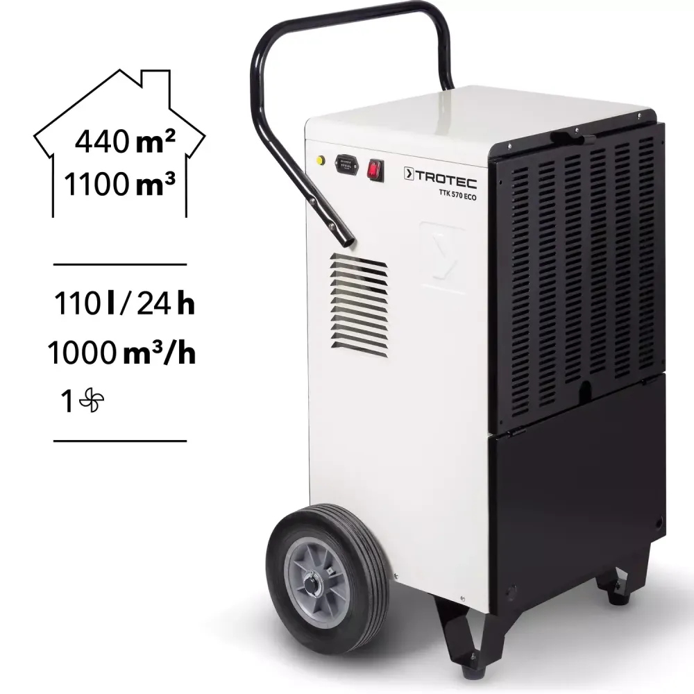 Осушитель воздуха TROTEC TTK 570 ECO промышленный - [до 110 л. за сутки / для S≈200 м²]