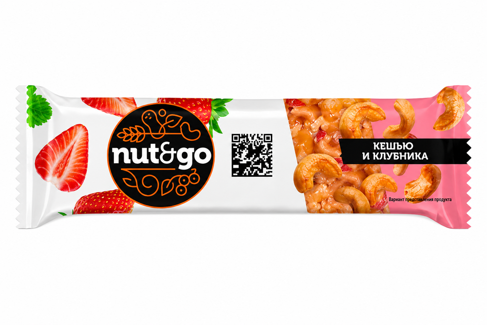 Батончик Nut and Go кешью и клубника, 18 шт по 36 г