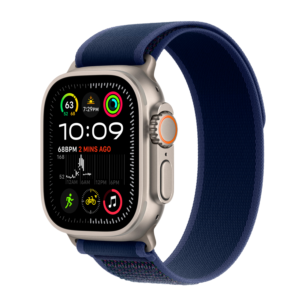 Умные часы Apple Watch Ultra 2 (2024) GPS + Cellular, 49mm, Natural Titanium Case with Blue Trail Loop M/L, (Синий)