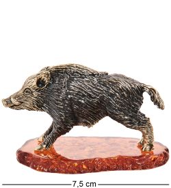 Народные промыслы AM- 995 Фигурка «Кабан» (латунь, янтарь)