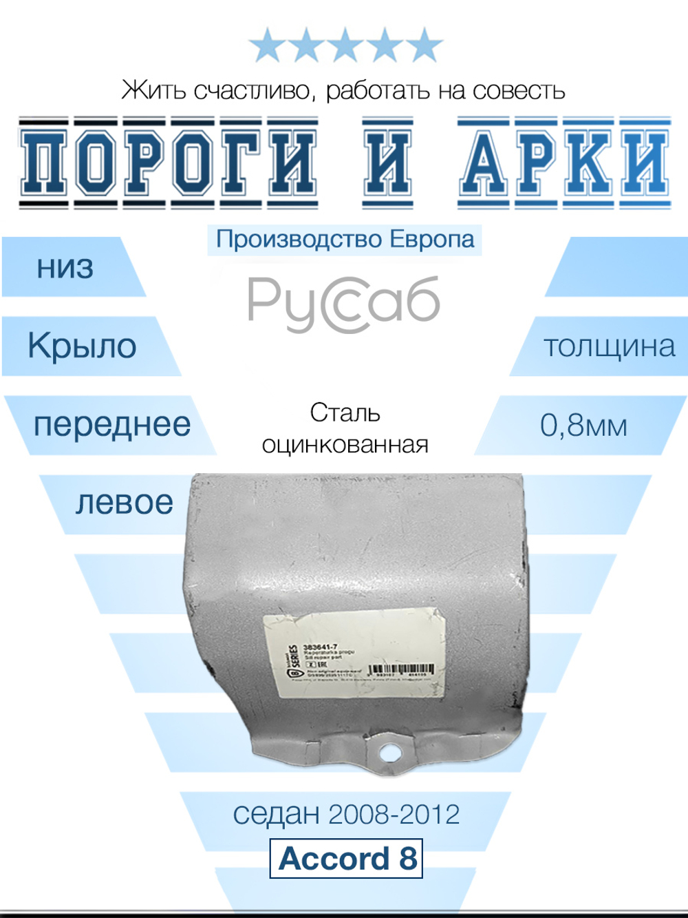 Ремкомплект крыла левый Honda Accord 8 2008-2012 (Polcar) седан