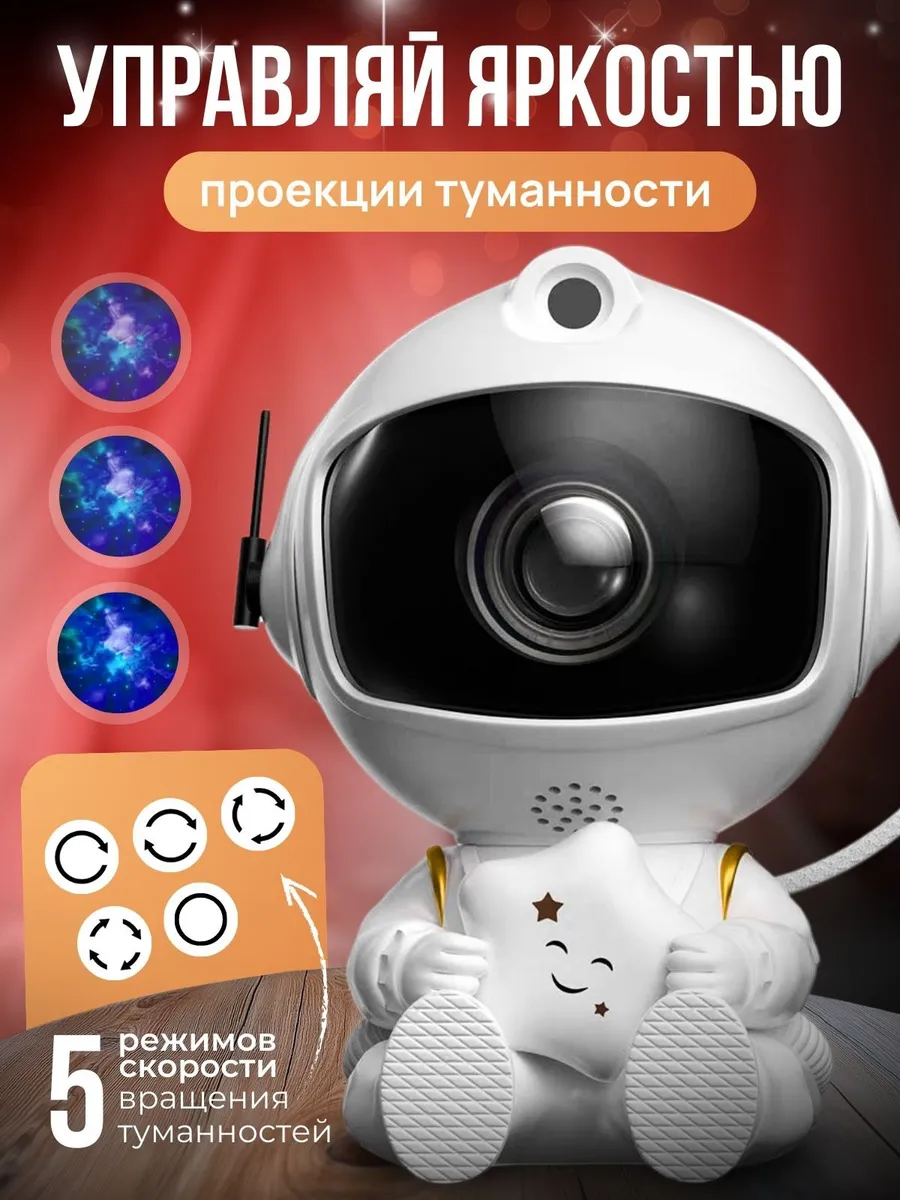 Ночник-проектор звёздного неба «Космонавт» (сидящий) — фото 2