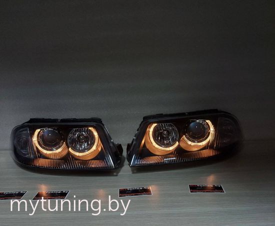 Передние фары black angel eyes для VW Passat B5 GP