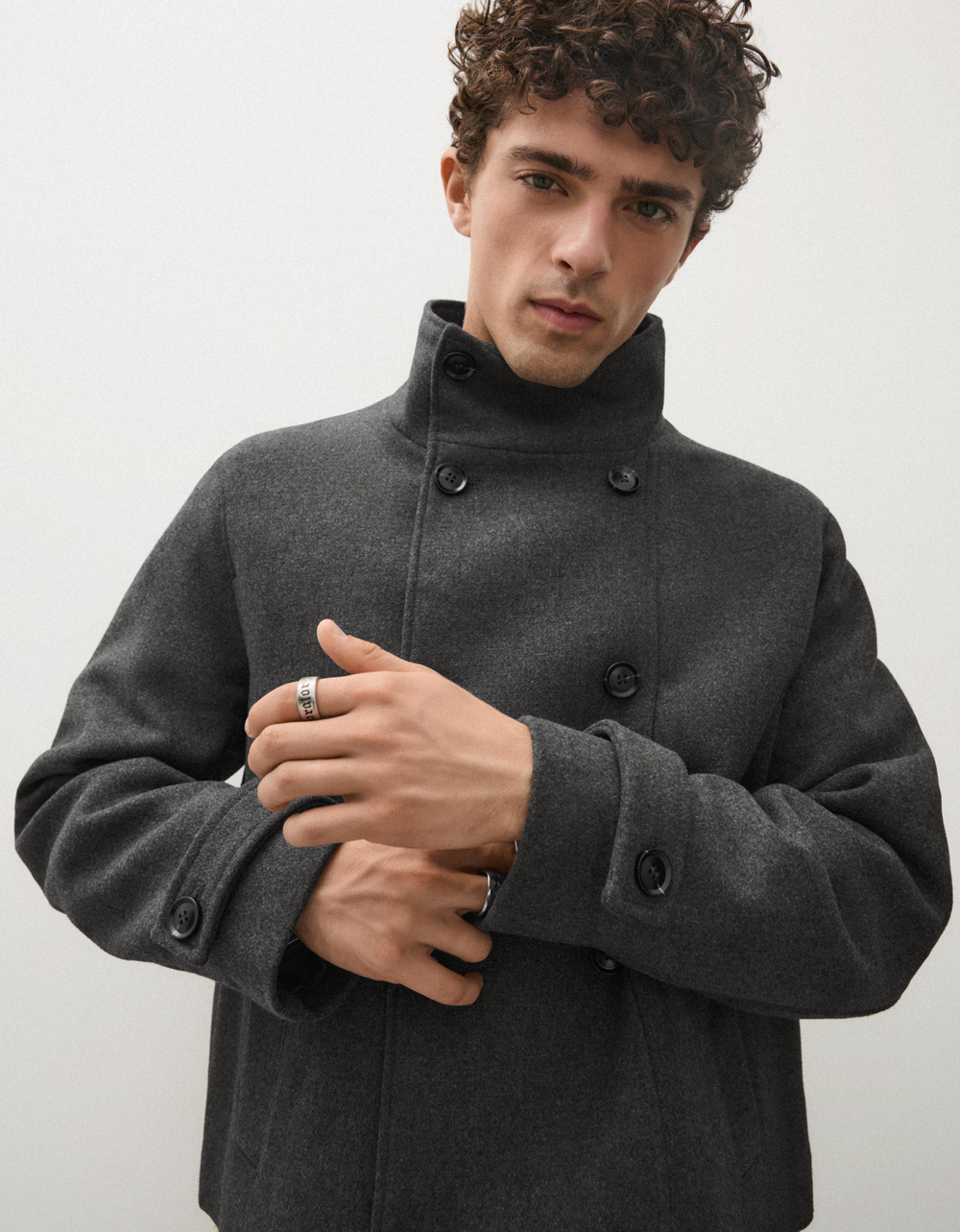 Мужская куртка из ткани с воротником-воронкой - BERSHKA