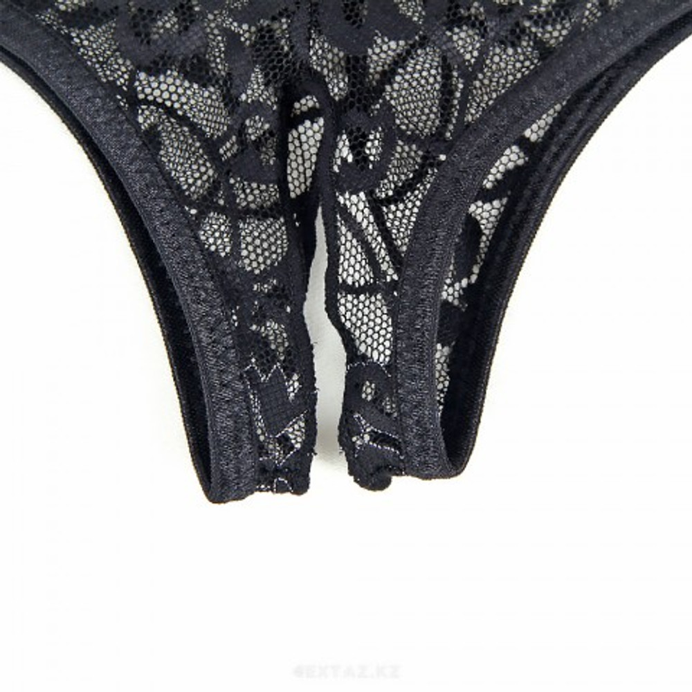 Стринги с доступом Black Bow, 3XL