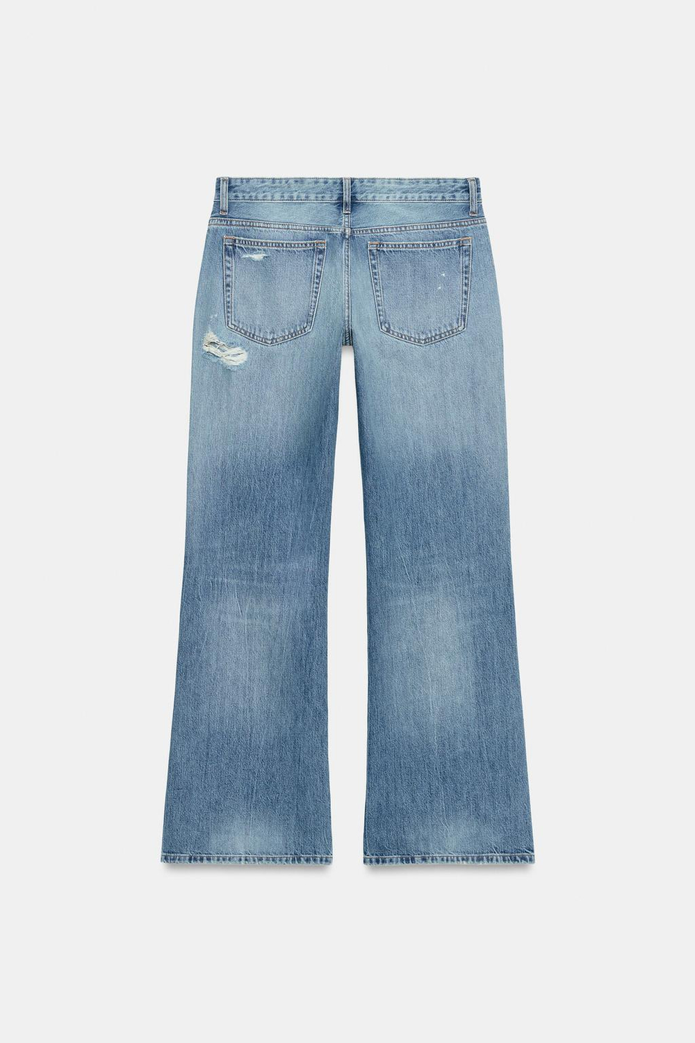 ZARA ДЖИНСЫ TRF WIDE-LEG FLARE С НИЗКОЙ ПОСАДКОЙ И РАЗРЕЗАМИ, СИНИЙ