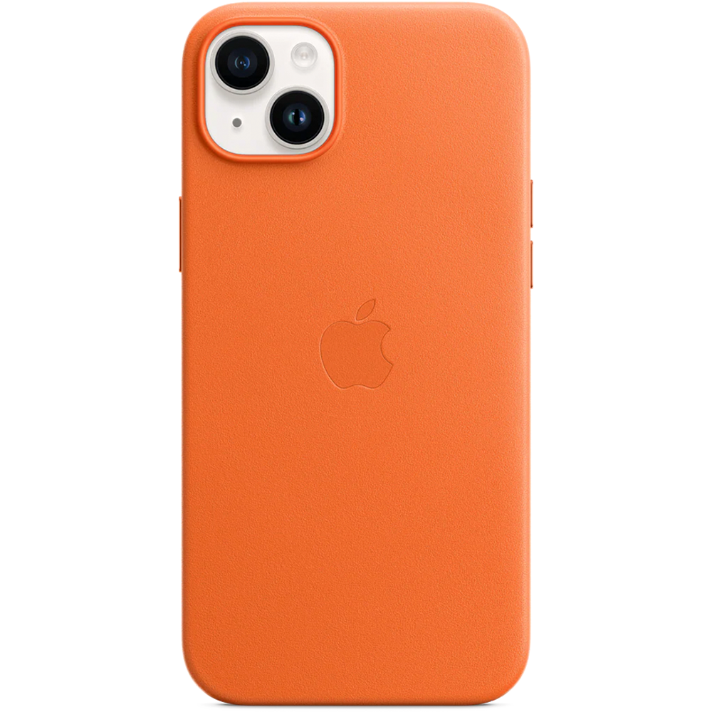 Кожаный чехол с поддержкой MagSafe Apple Leather Case для iPhone 14 Plus, Orange (Оранжевый)