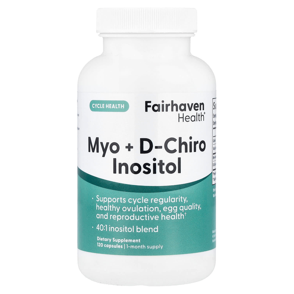 Fairhaven Health, мио-инозитол и D-хиро-инозитол, 120 капсул