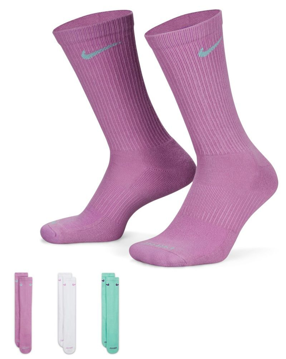 Носки теннисные Nike Everyday Plus Cushioned Training Crew Socks 3P - разноцветный