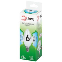 Лампа светодиодная ЭРА GREEN LINE LED B35-6W-840-E14 GL 6Вт свеча яркий белый свет E14 | Лампы cветодиодные Свеча (B/C)