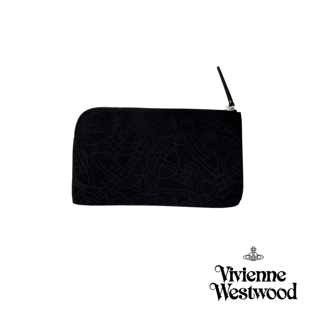 VIVIENNE WESTWOOD СУМКА КЛАТЧ ЧЕРНЫЙ С ТИСНЕНИЕМ ЛОГОТИПА БРЕНДА