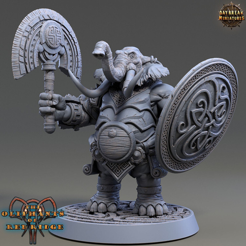 Локсодон Слон Воин Паладин Варвар Файтер Рыцарь миниатюра для dnd, днд, pathfinder, фентези, Настольная игра, НРИ, Варгейм, РПГ