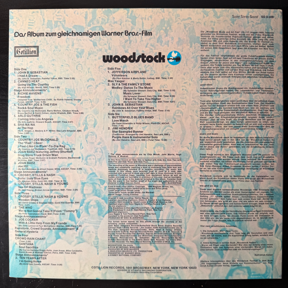 Woodstock - Music From The Original Soundtrack And More 3LP (Германия 1970г.)