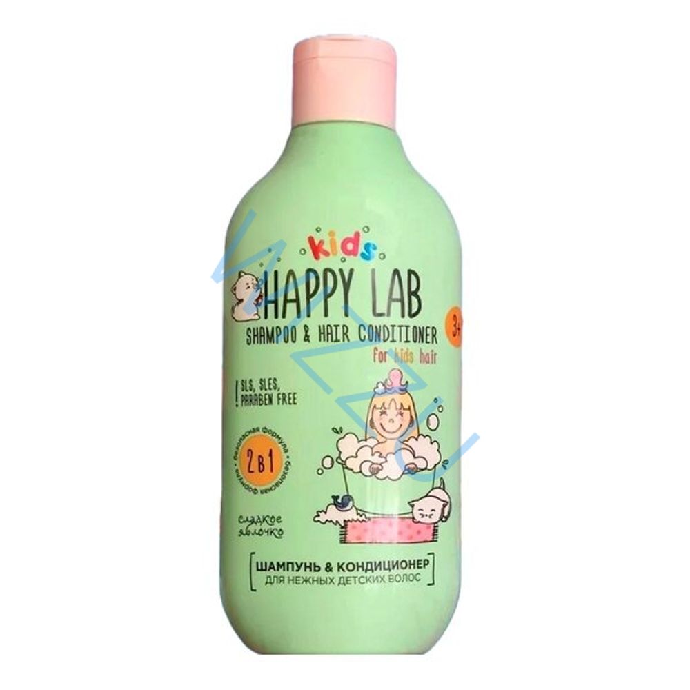 АЛ HAPPY LAB KIDS 2в1 Шампунь & Кондиционер Сладкое яблоко 300 мл 12шт 7374