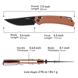 Нож складной SRM 411L-MN Asika Black PVD (14C28N, Brown Micarta)