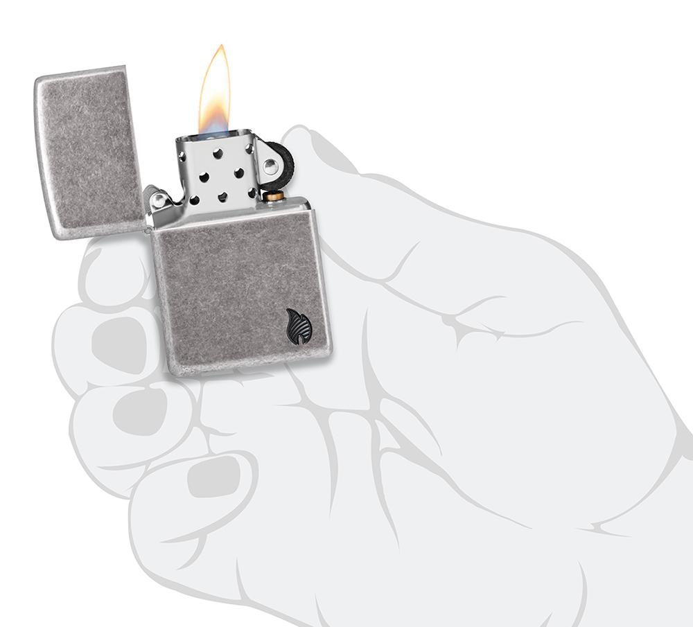 Зажигалка ZIPPO Armor Пламя c античным серебристым покрытием | Flame Antique Silver, латунь/сталь, с